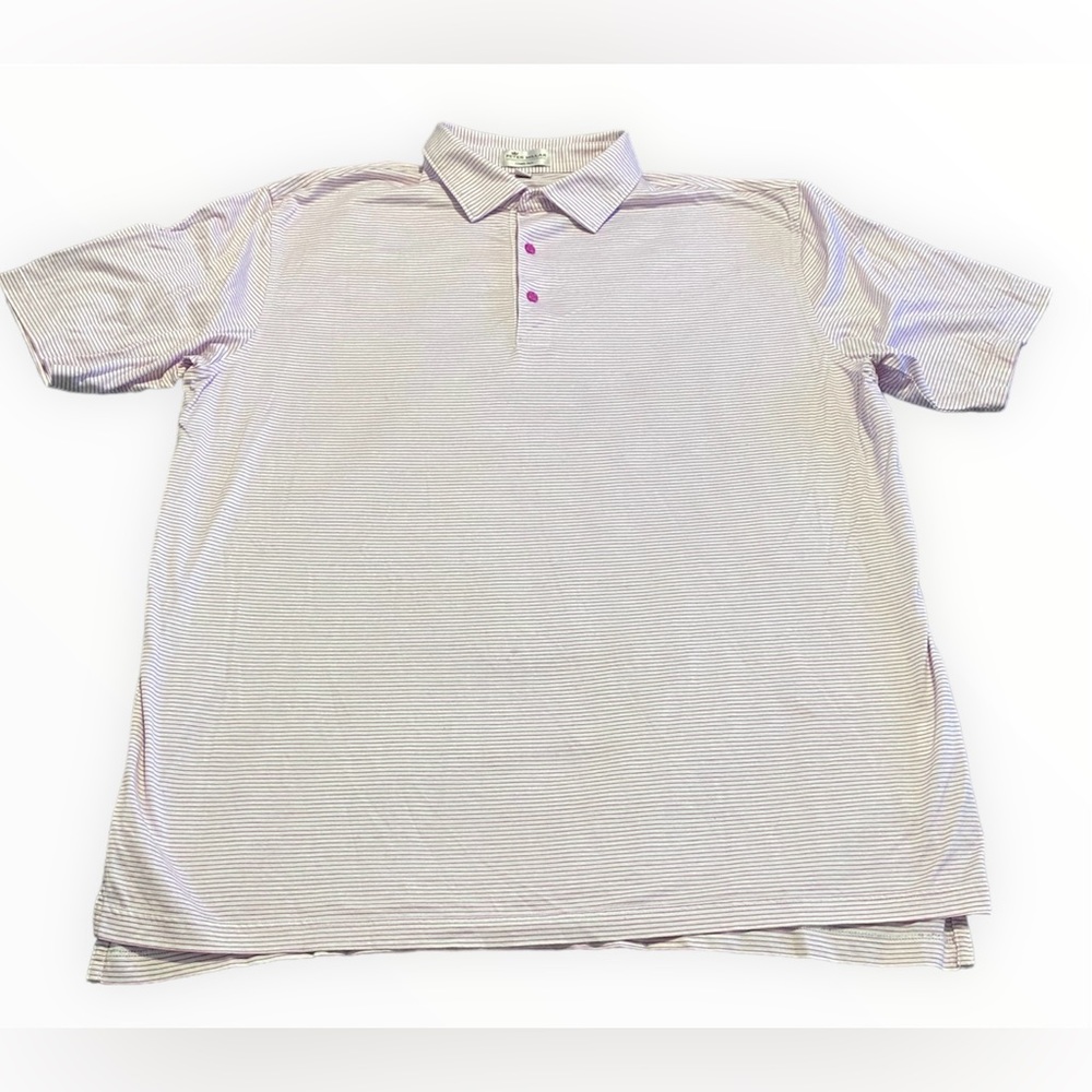 Peter Millar Crown Ease Pink/Striped Golf Polo Shirt XL